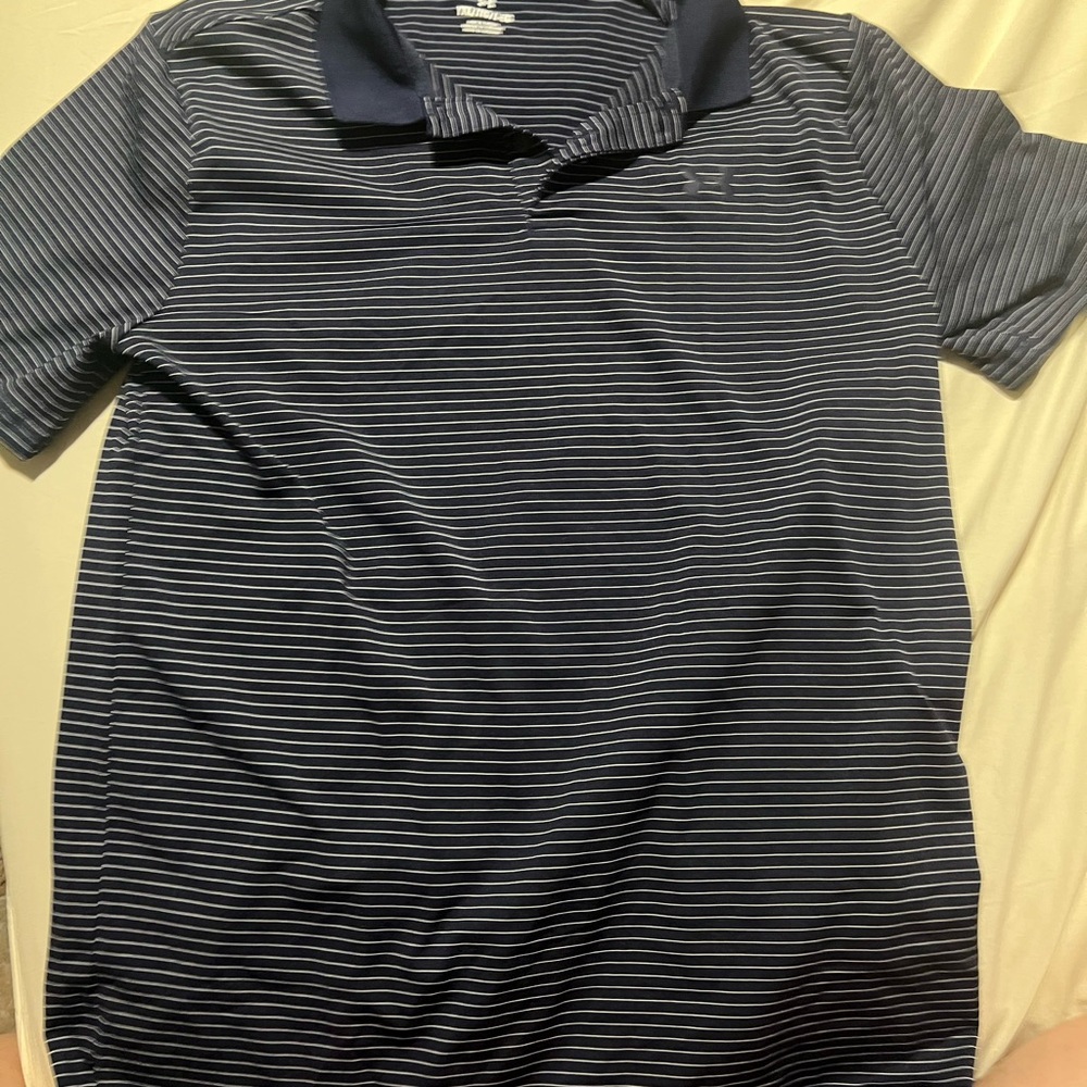 Boys Striped Polo Shirt - Navy Blue by UnderArmour